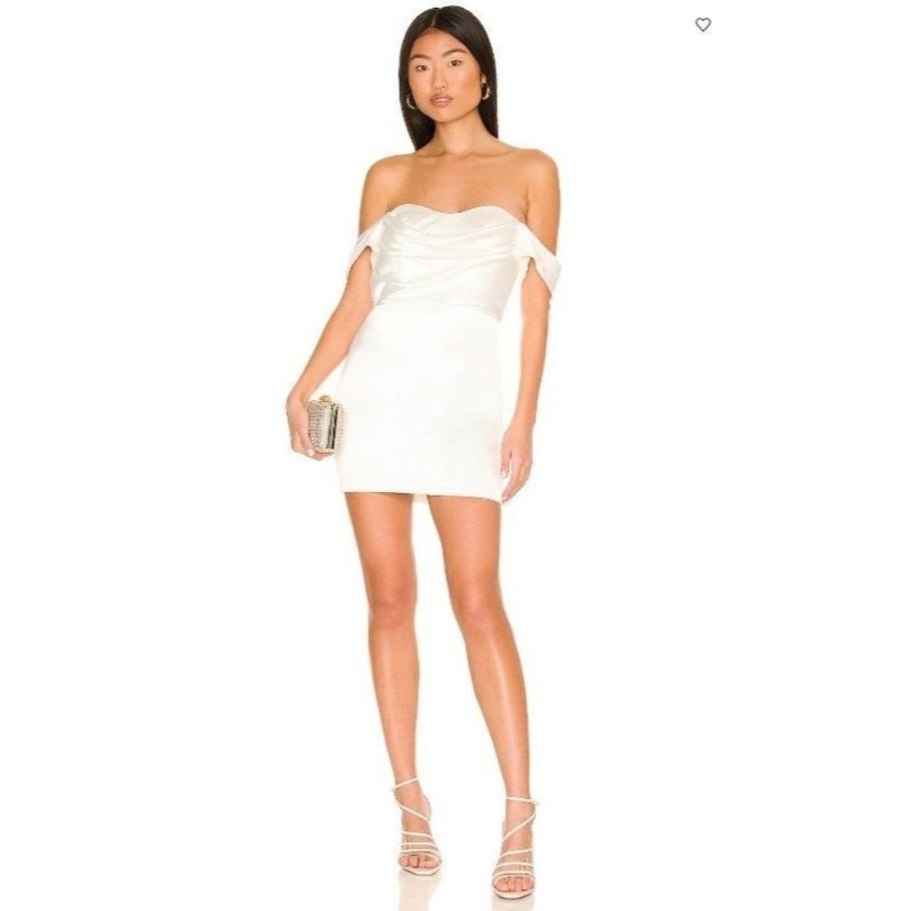 NWT Revolve MORE TO COME Bella Off Shoulder Mini Dress in White XS